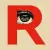 Large red registered trademark "R" with a human eye in the centre